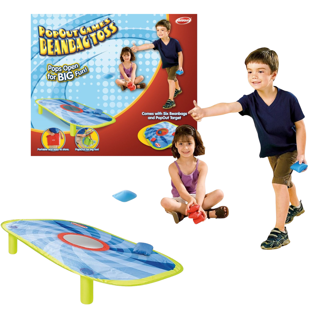 Juego PopOut Bean Bag Toss con objetivo plegable y bolsas