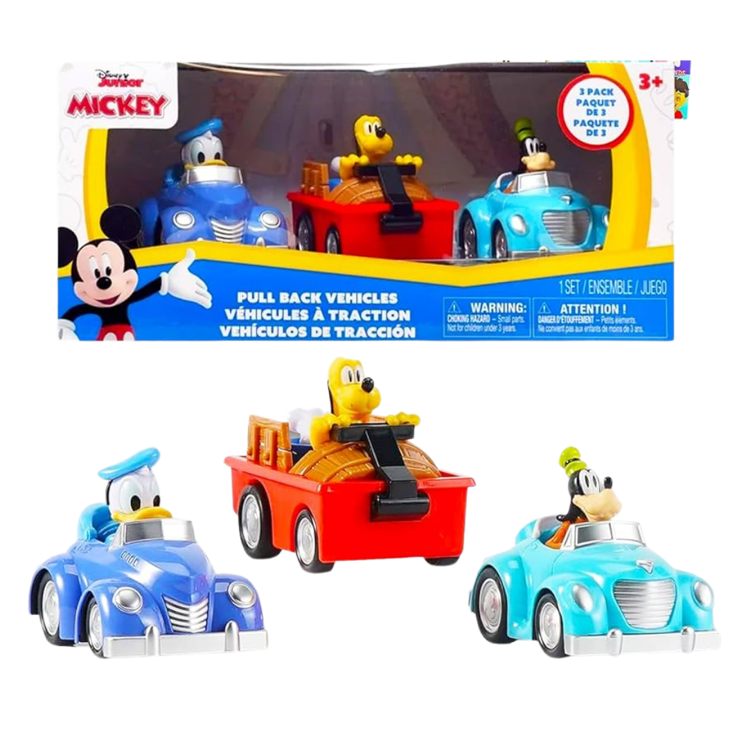Disney Junior Mickey Pull-Back Vehicles coches juguete donald pluto goofy