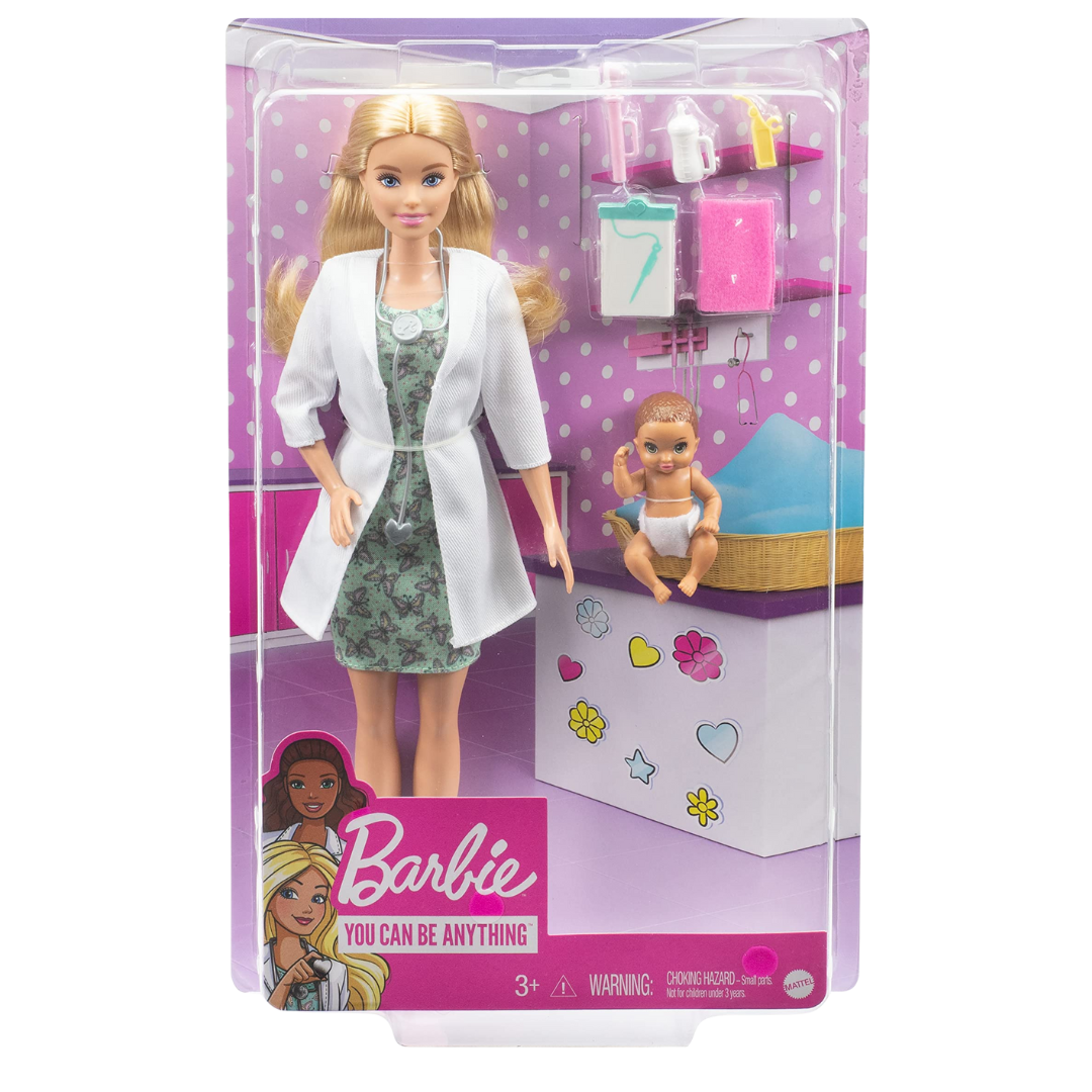Mattel Barbie Doctor muñeca con bebé y accesorios médicos