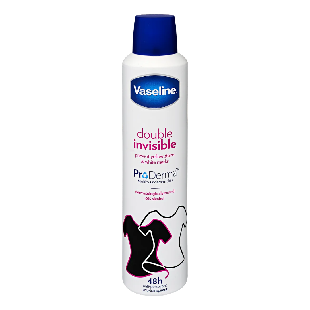 Desodorante Vaseline Double Invisible spray 250ml para mujer protección antimanchas