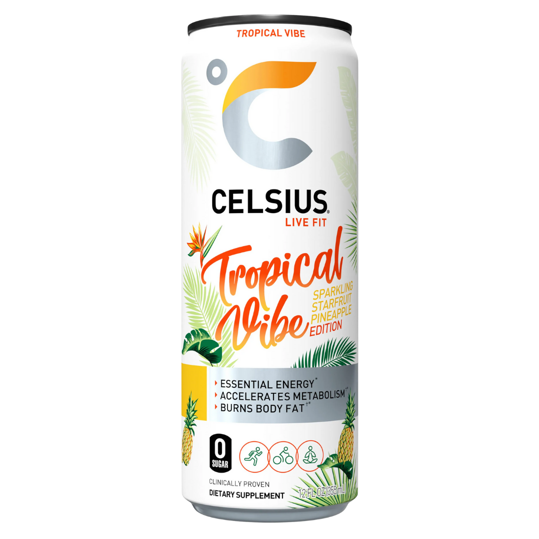 Celsius Tropical Vibe Energy Drink 12oz bebida energética