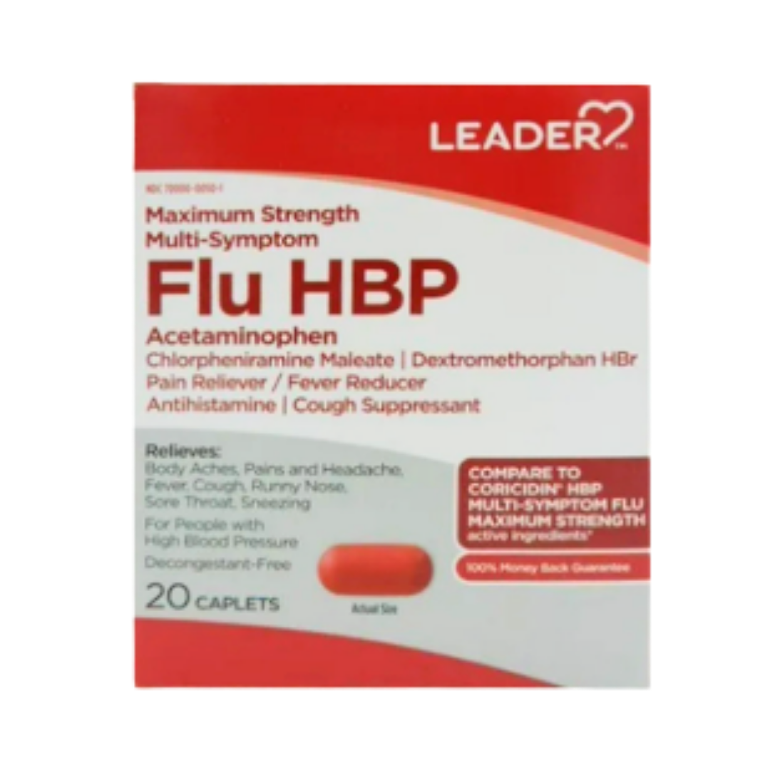 Leader Flu Relief caplets fiebre y dolor 20 ct