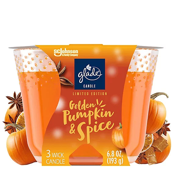 Glade Pumpkin Vela Aromática de 3 Mechas, 6.8 oz
