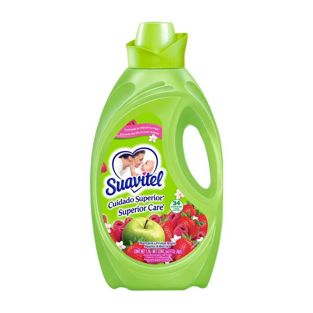 Suavizante Suavitel Cuidado Superior fragancia Manzana y Frutos Rojos 64oz.