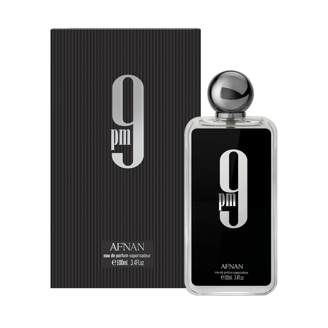 Botella de Afnan 9PM Eau de Parfum Spray para hombre (3.4 oz), aroma oriental vainilla