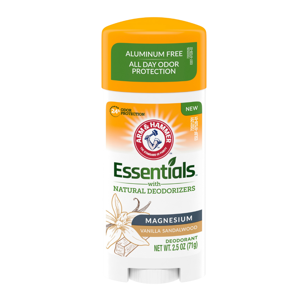 Desodorante Arm & Hammer Essentials Magnesio Vainilla Sándalo (2.5 oz) – aroma y protección