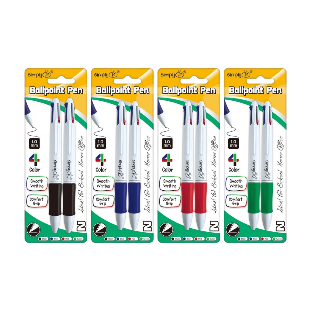 Pack de 2 bolígrafos multipunta con 4 colores surtidos