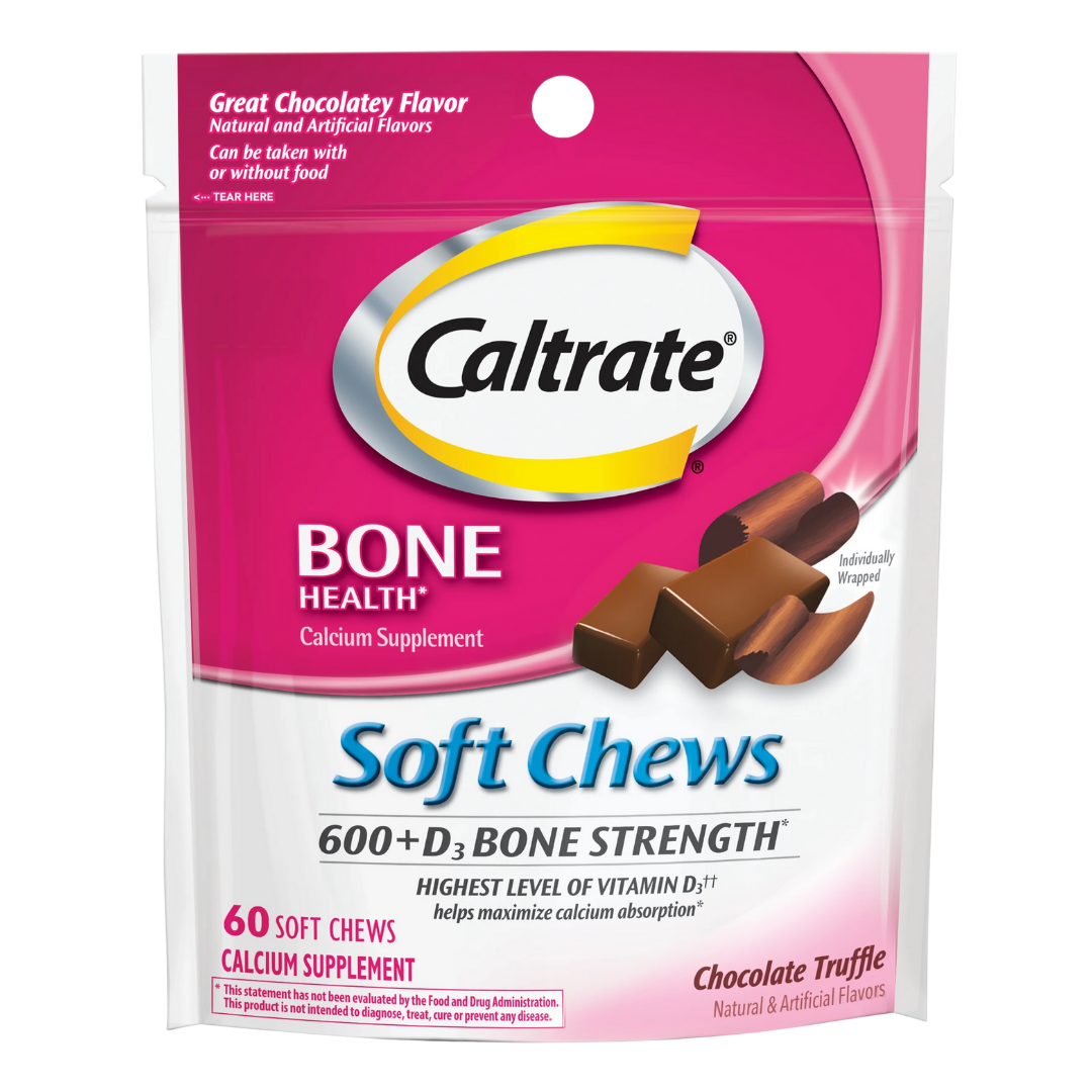 Envase de Caltrate masticables Calcio + Vitamina D Chocolate(60 ct)