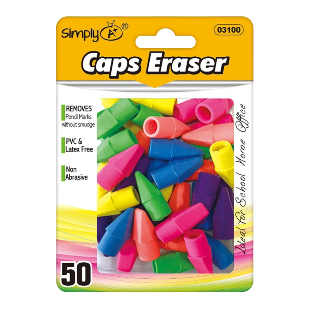 Paquete de 50 caps erasers para lápices en colores surtidos