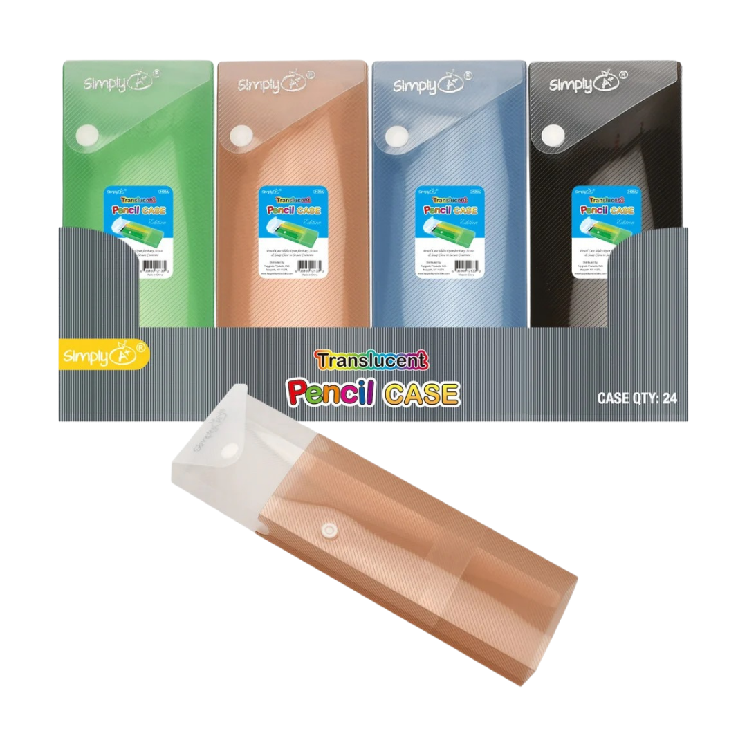 Cartuchera plástica transparente con cremallera para lápices y bolígrafos