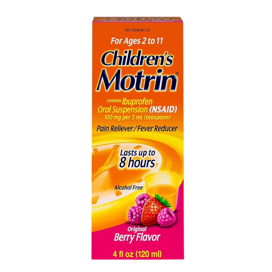 Frasco de Motrin Infantil Sabor Berry (4 oz) – alivia dolor y fiebre en niños