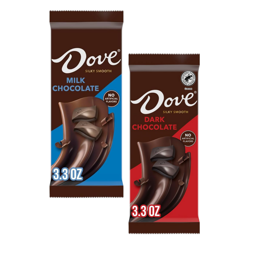 Dove chocolate bars variedad 3.3 oz: Milk o Dark