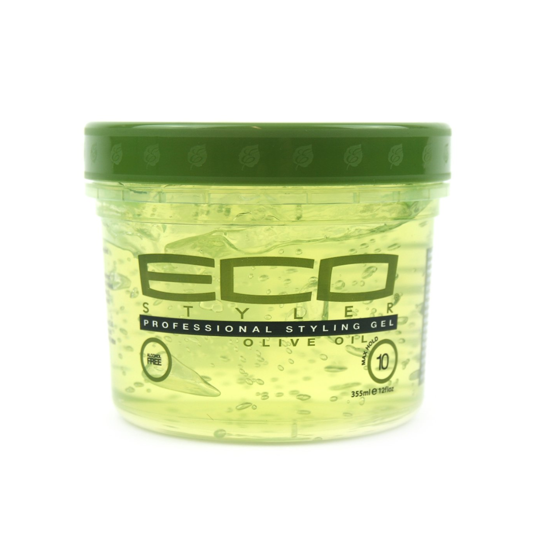 Envase de Gel Eco Style 50 % Más Aceite de Oliva (12 oz) para fijación fuerte y brillo