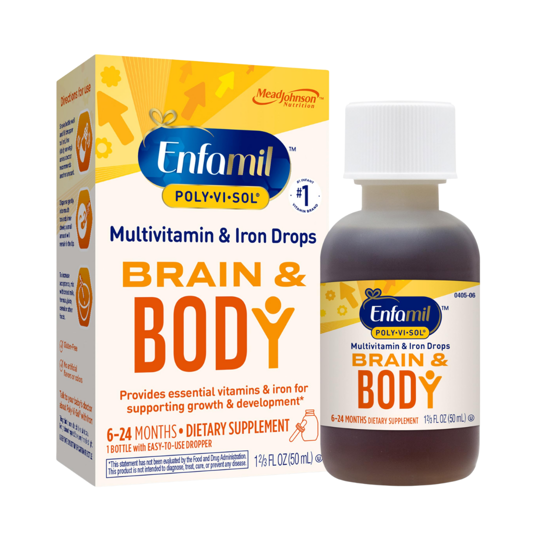Envase de Enfamil Poly‑Vi‑Sol Brain & Body (50 mL) multivitamínico infantil