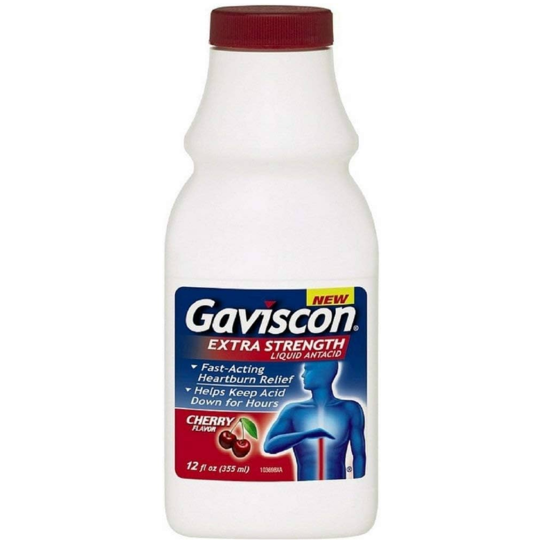 Botella de Gaviscon Xtra Strength Cherry (12 oz) antiácido líquido