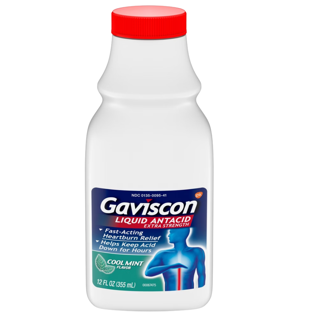 Botella de Gaviscon Xtra Strength Mint (12 oz) antiácido líquido