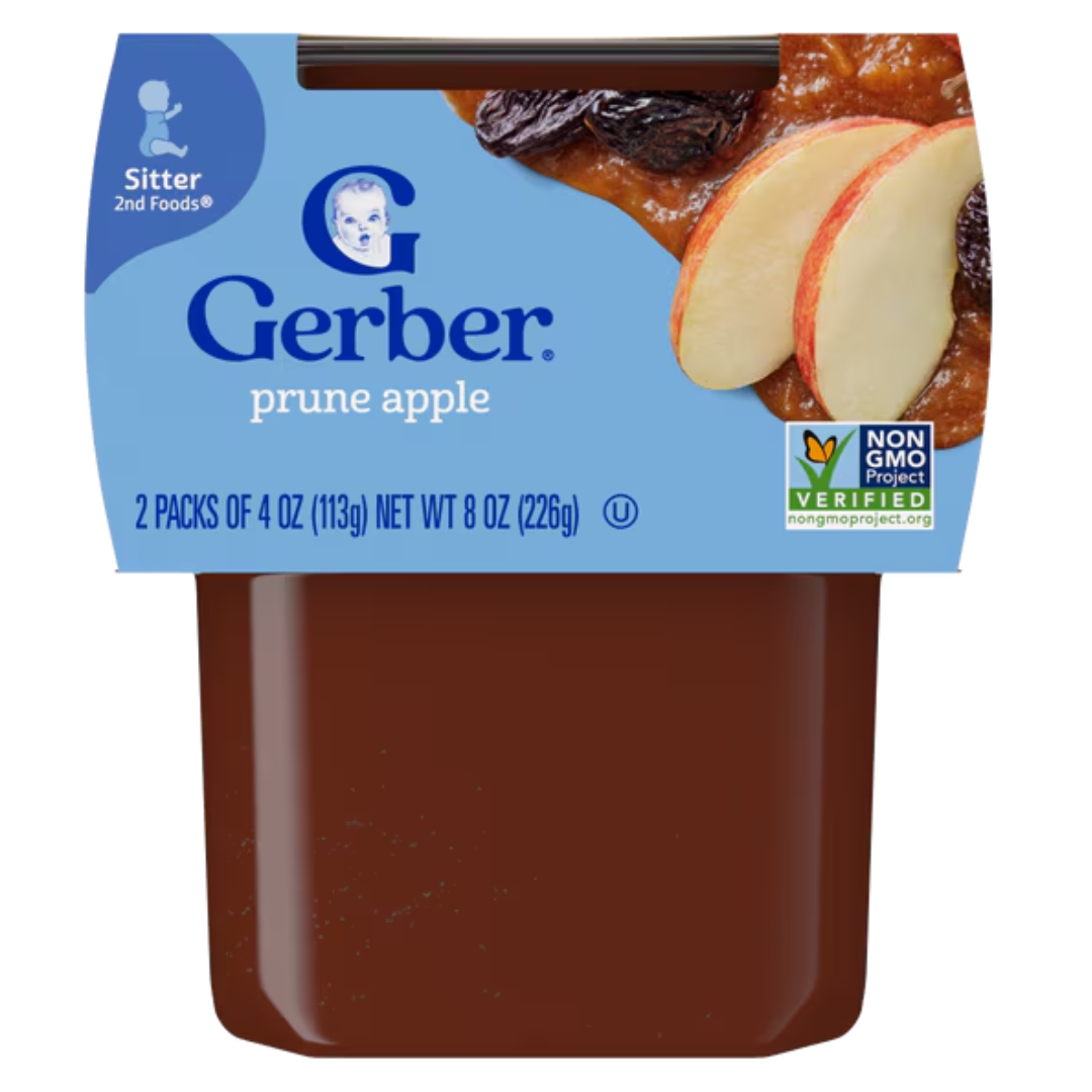 Pack 2 de Gerber Prune y Manzana (2×8 oz) – puré digestivo para bebés