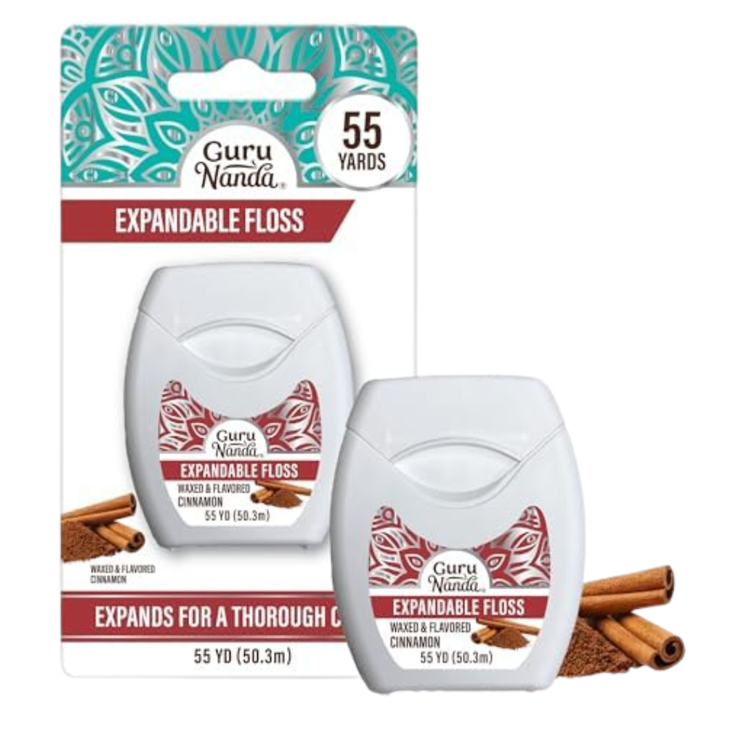 Guru Nanda Expandable Floss, Waxed & Flavored Cinnamon (55 yd / 50.3 m)