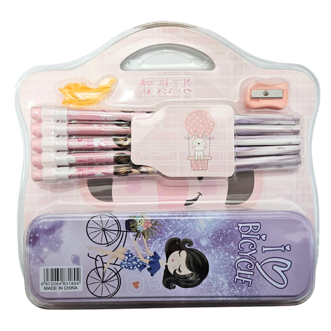 ZHI HUI CUO Juego con Cartuchera Metálica Rosa (12 Piezas)