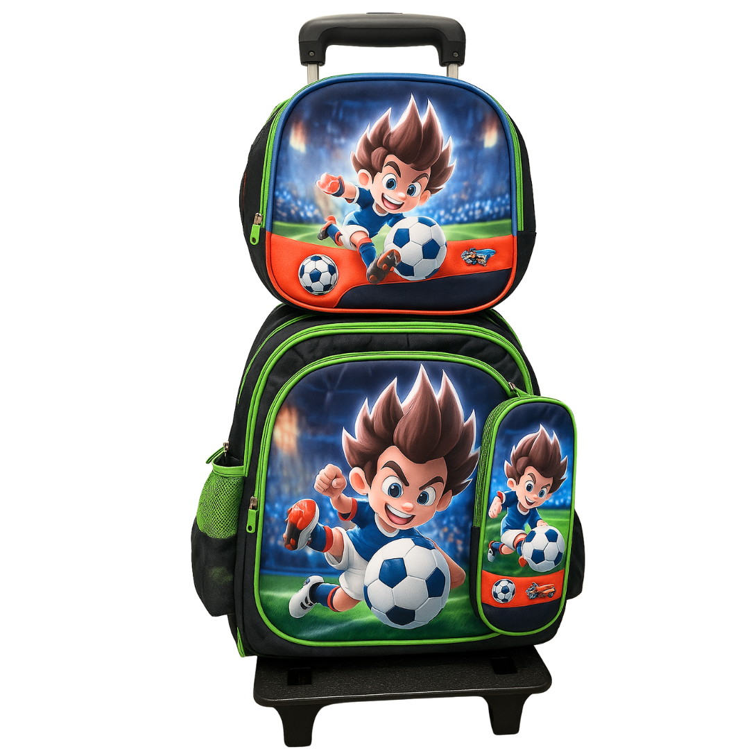 Kids 3D 4-Piece Rolling Backpack Combo - Assorted Designs (4ct)