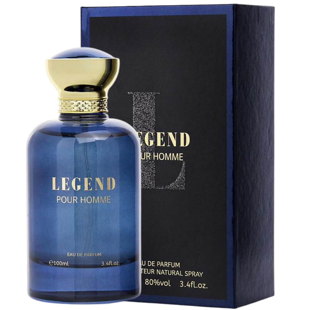 Botella de Legend Pour Homme Eau de Toilette (3.4 oz) para caballero, fragancia aromática