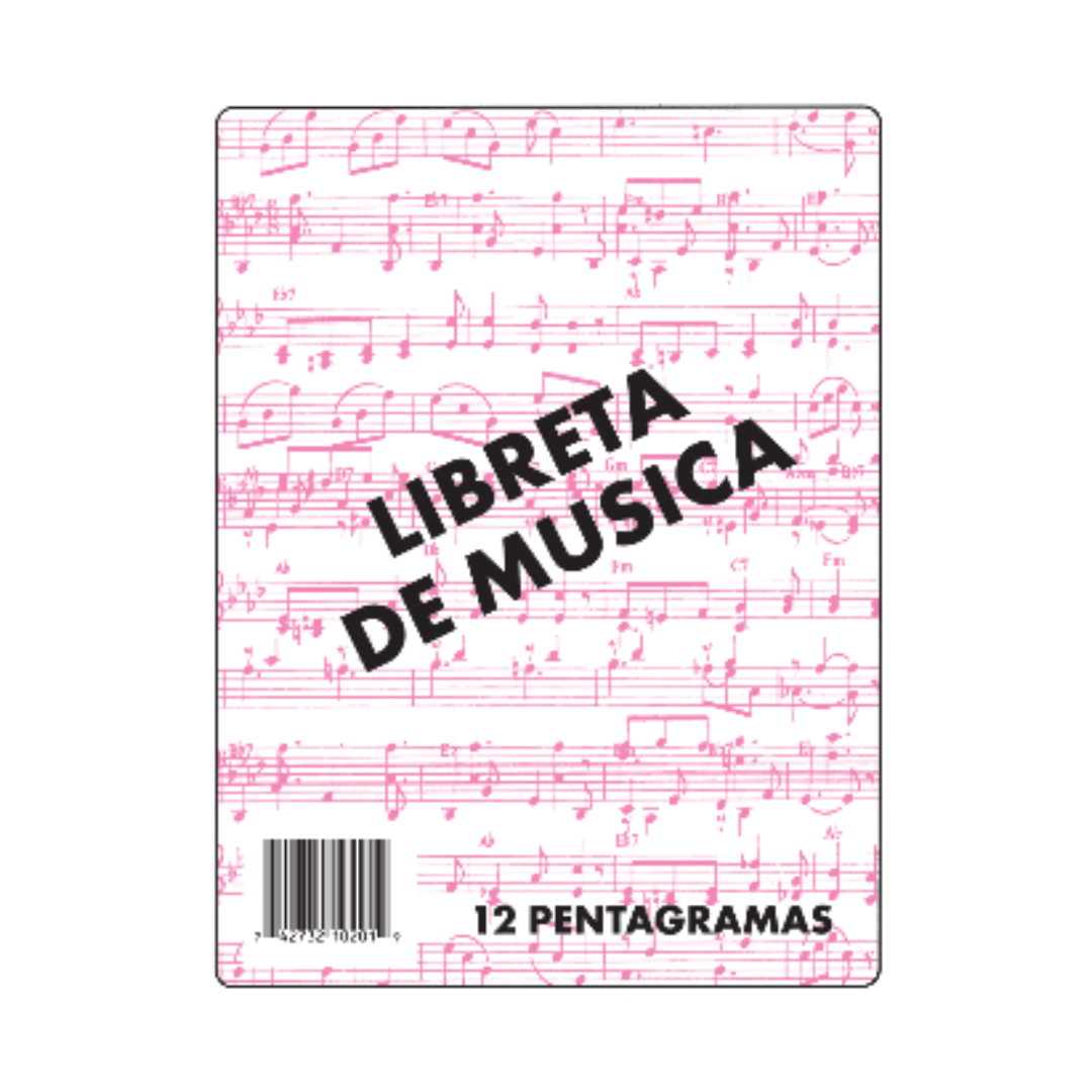 Libreta de música grande A4 con 12 pentagramas y tapa dura