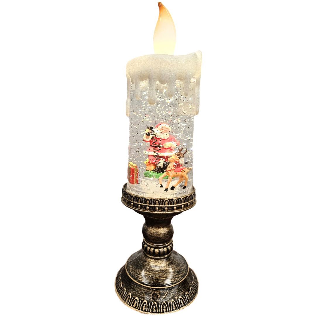 Christmas Candle LED Light Santa Scene