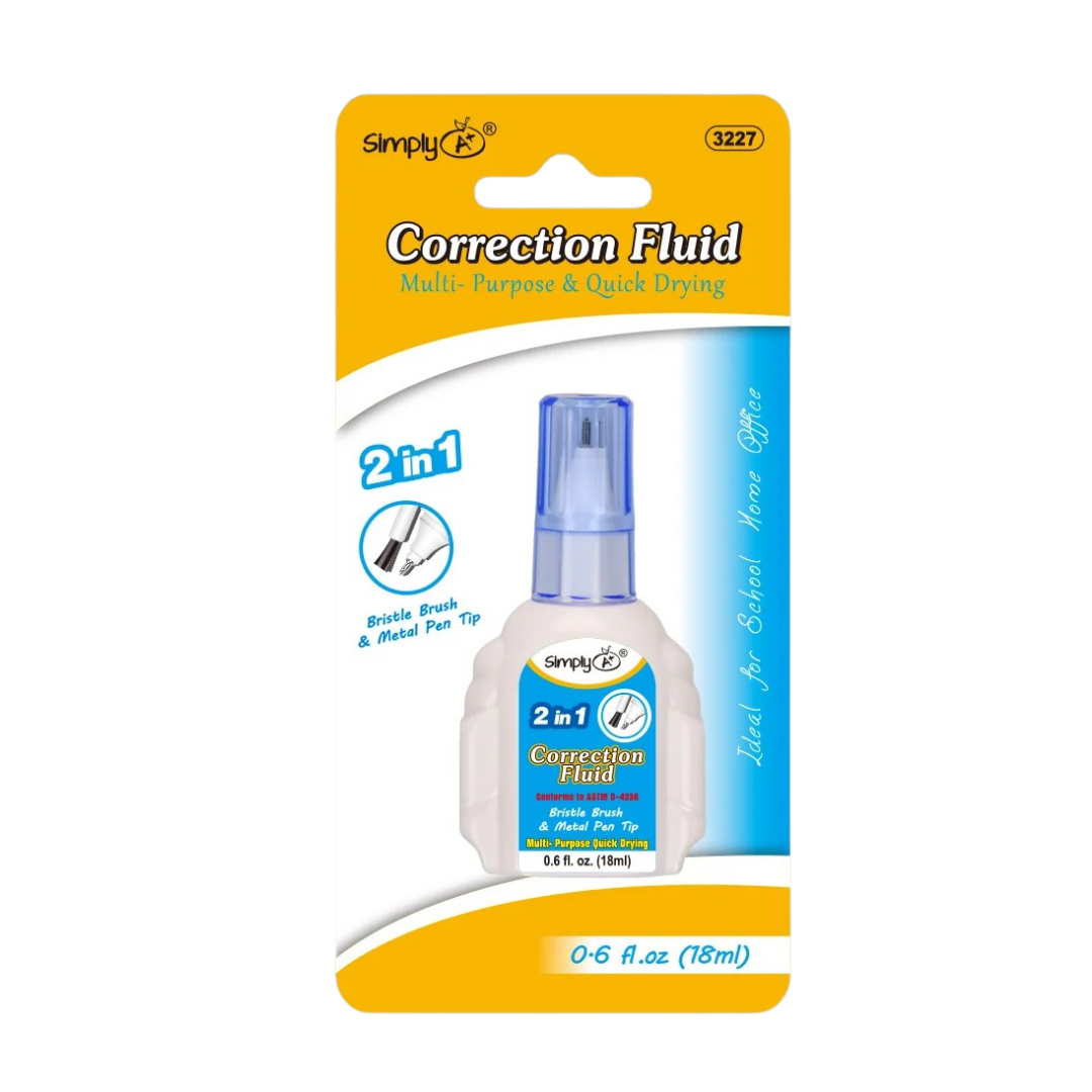 Líquido corrector 2 en 1 .74 oz con aplicador pincel y punta fina