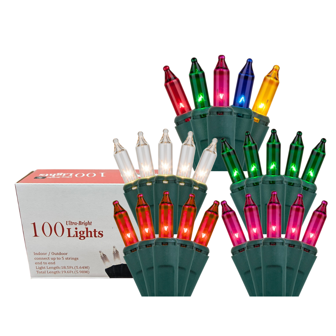 Ultra-Bright 100-Count Christmas Lights – 5 Colores Disponibles (Interior/Exterior)
