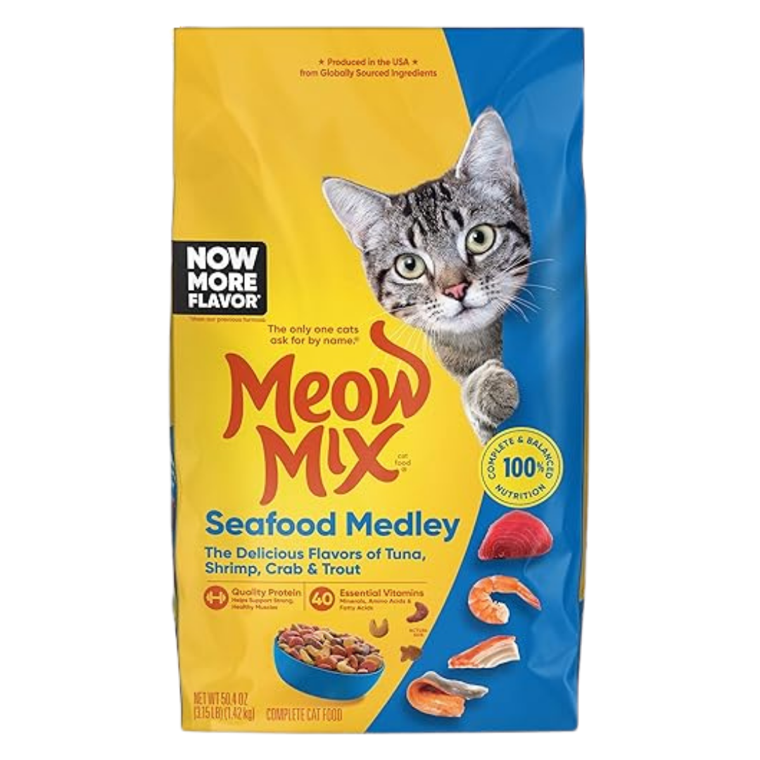 Saco de 3.15 lb de Alimento Seco Meow Mix Small Seafood Medley para gatos
