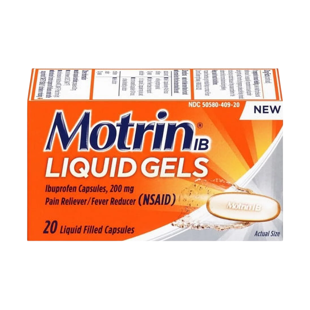 Cápsulas Motrin Liquid Gels Ibuprofeno 200 mg (20 ct) para alivio rápido del dolor