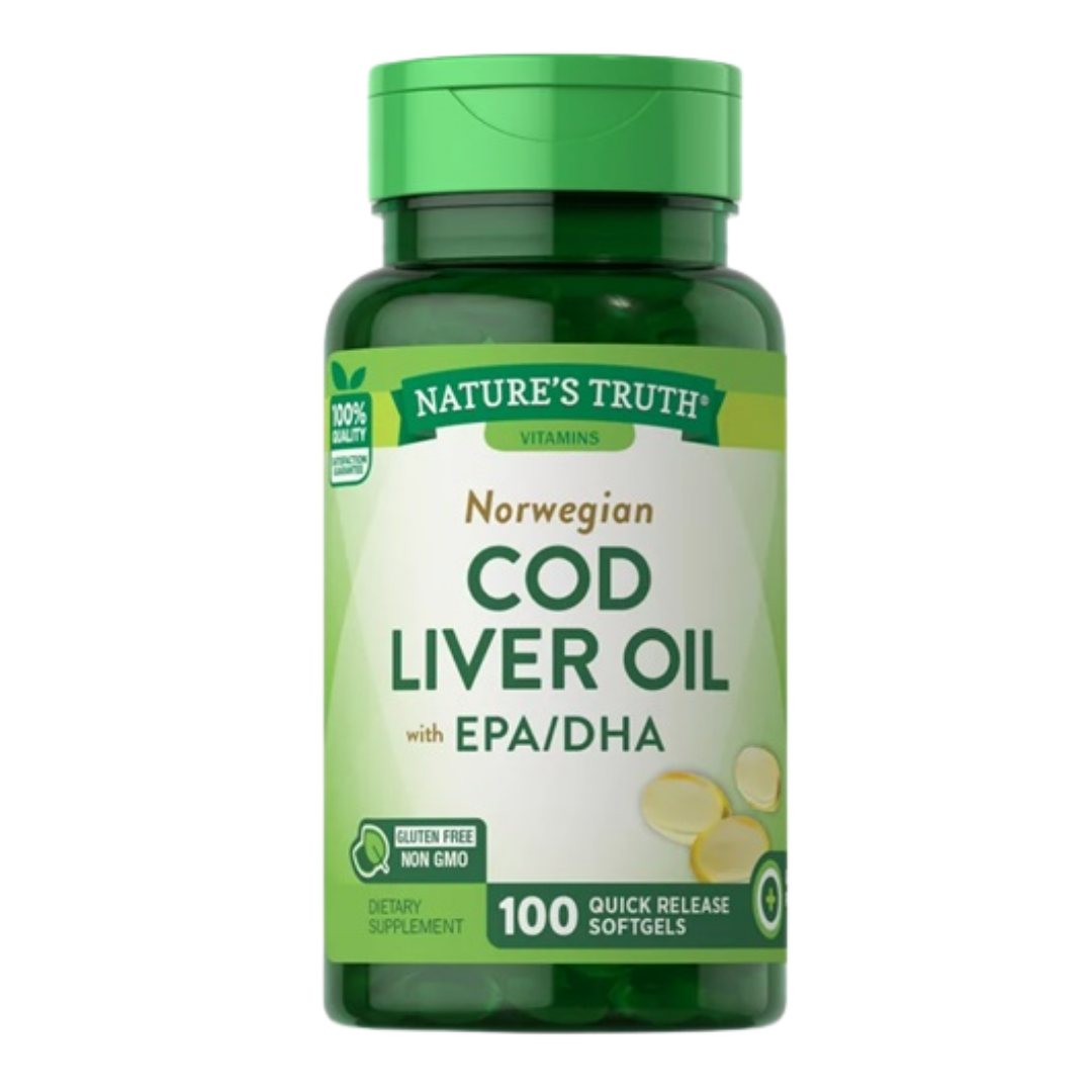 Envase de Softgels Nature’s Truth Aceite de Hígado de Bacalao (100 ct)