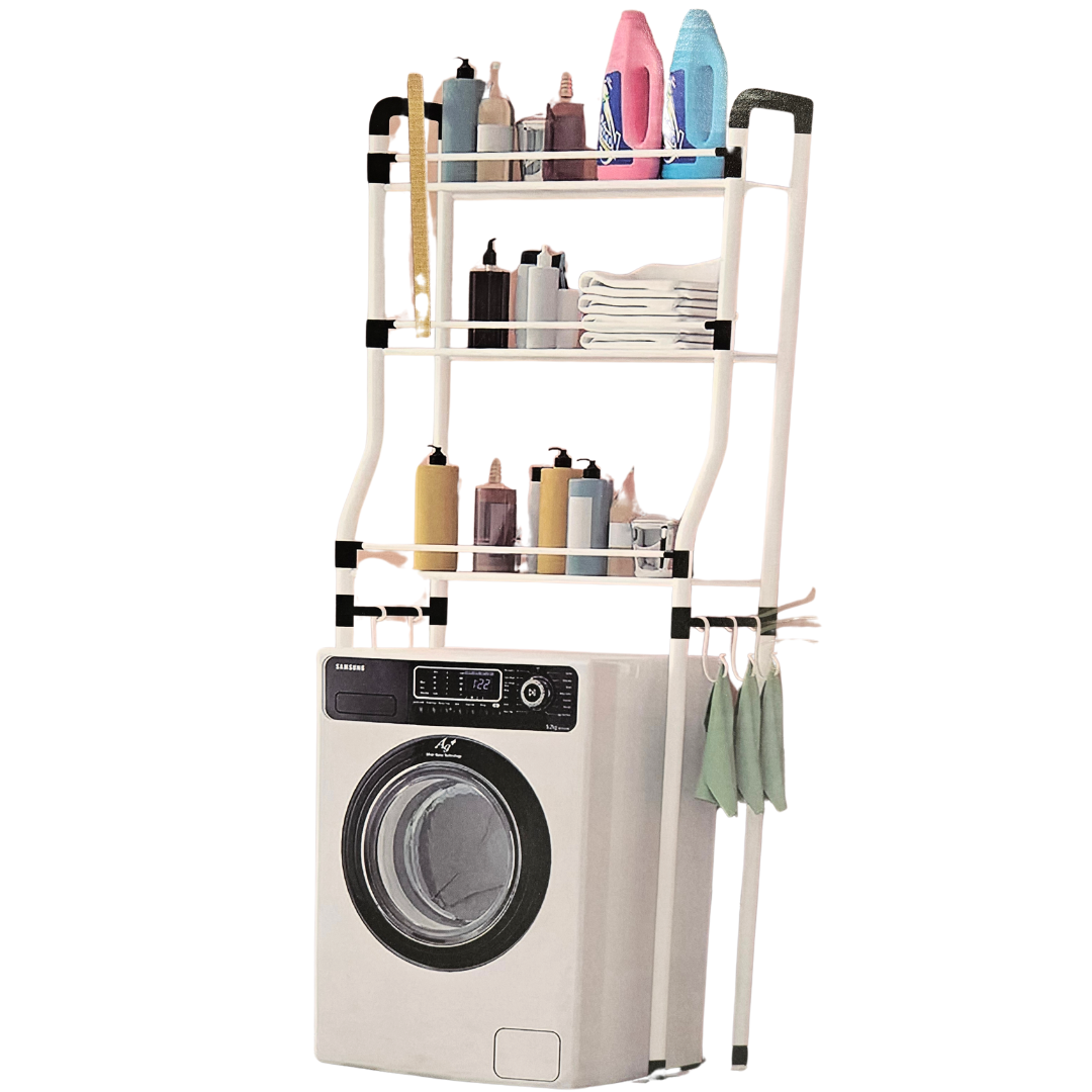 Estantería organizadora sobre lavadora con dos baldas ajustables