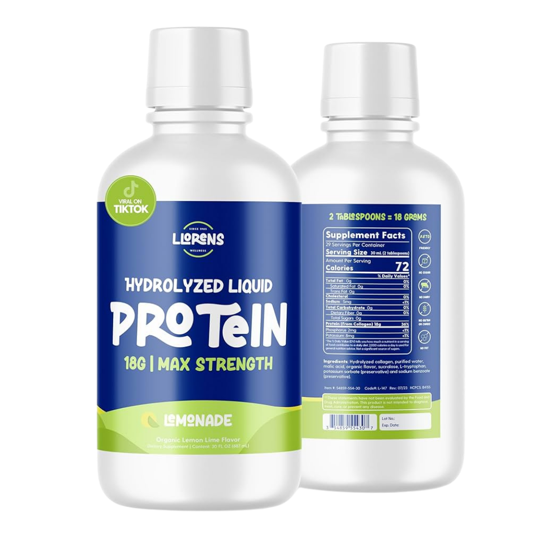 Botella de Proteína Líquida Hidrolizada Lloren’s (30 oz) sabor limonada, 18 g por porción