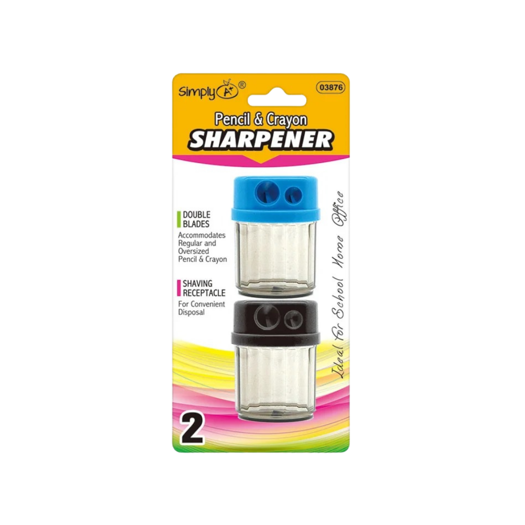 Pack de 2 sacapuntas doble con contenedor extraíble para lápices estándar y gruesos