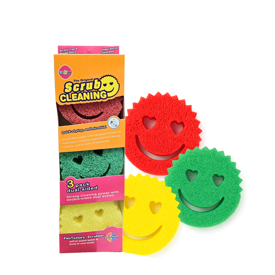 Pack de 3 estropajos de limpieza pesada con espuma y fibra resistente