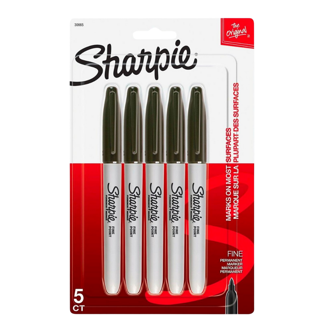 Sharpie Chisel Tip Permanent Markers (5 pack, Black)