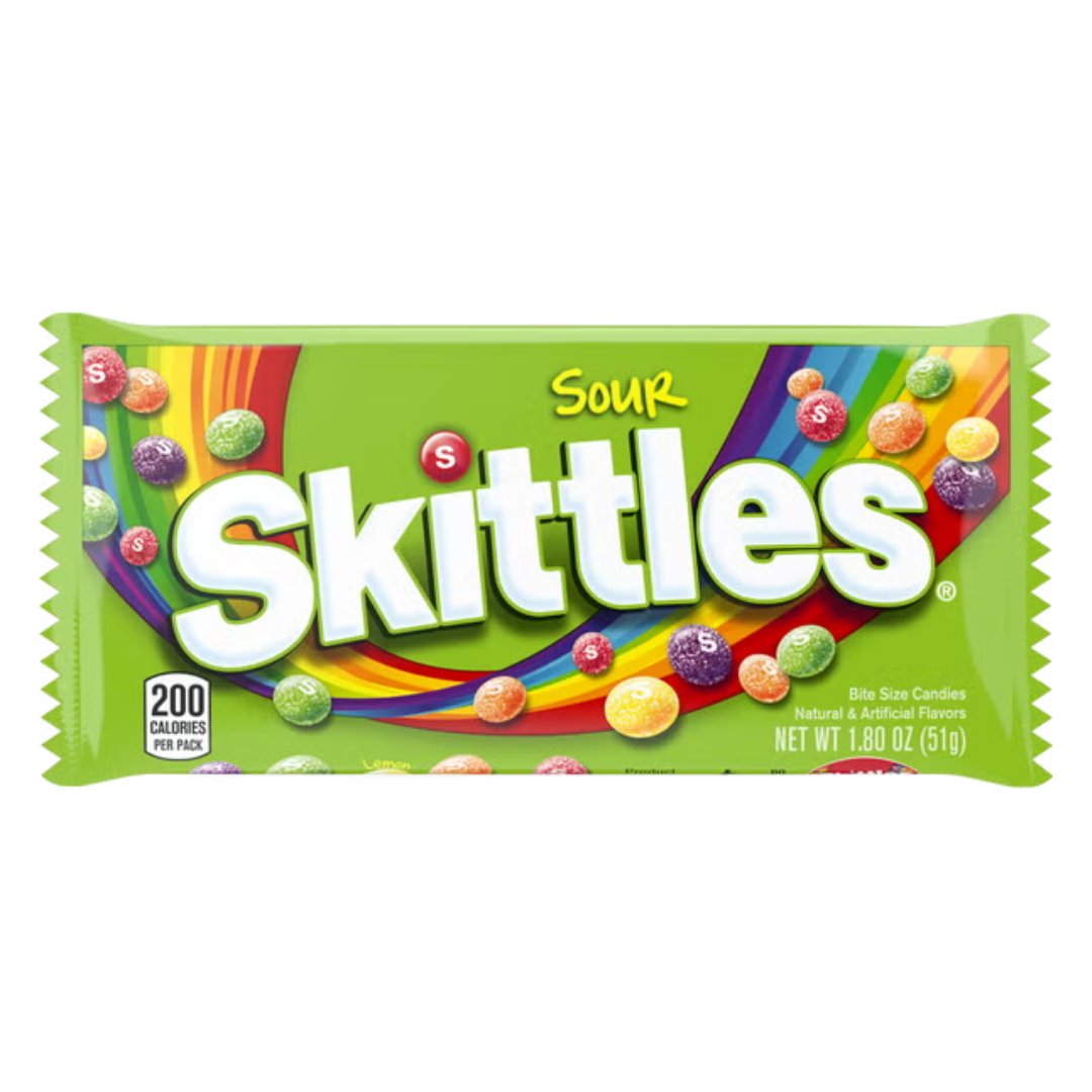Skittles Sour 1.8 oz caramelos frutales ácidos