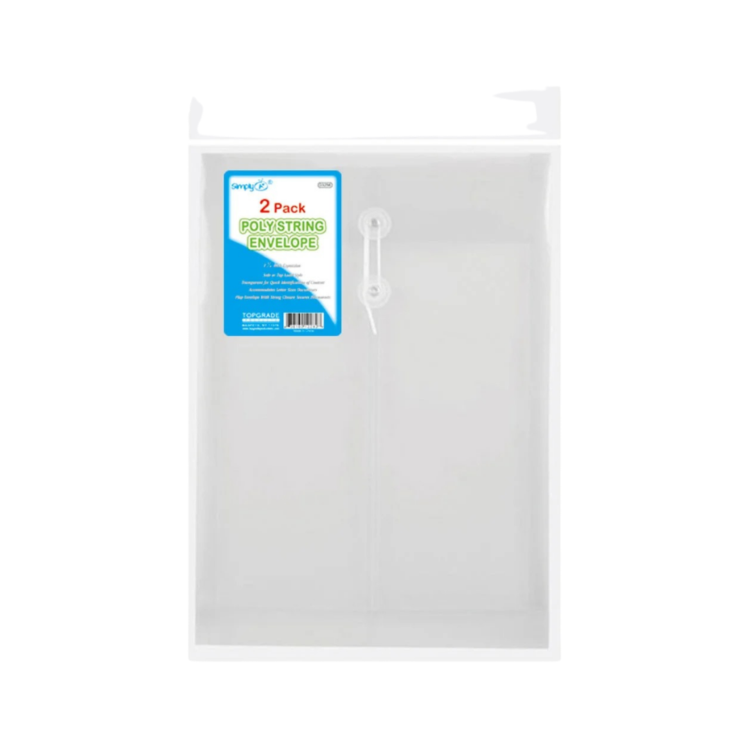 Pack de 2 sobres plásticos transparentes con cierre de botón tamaño carta