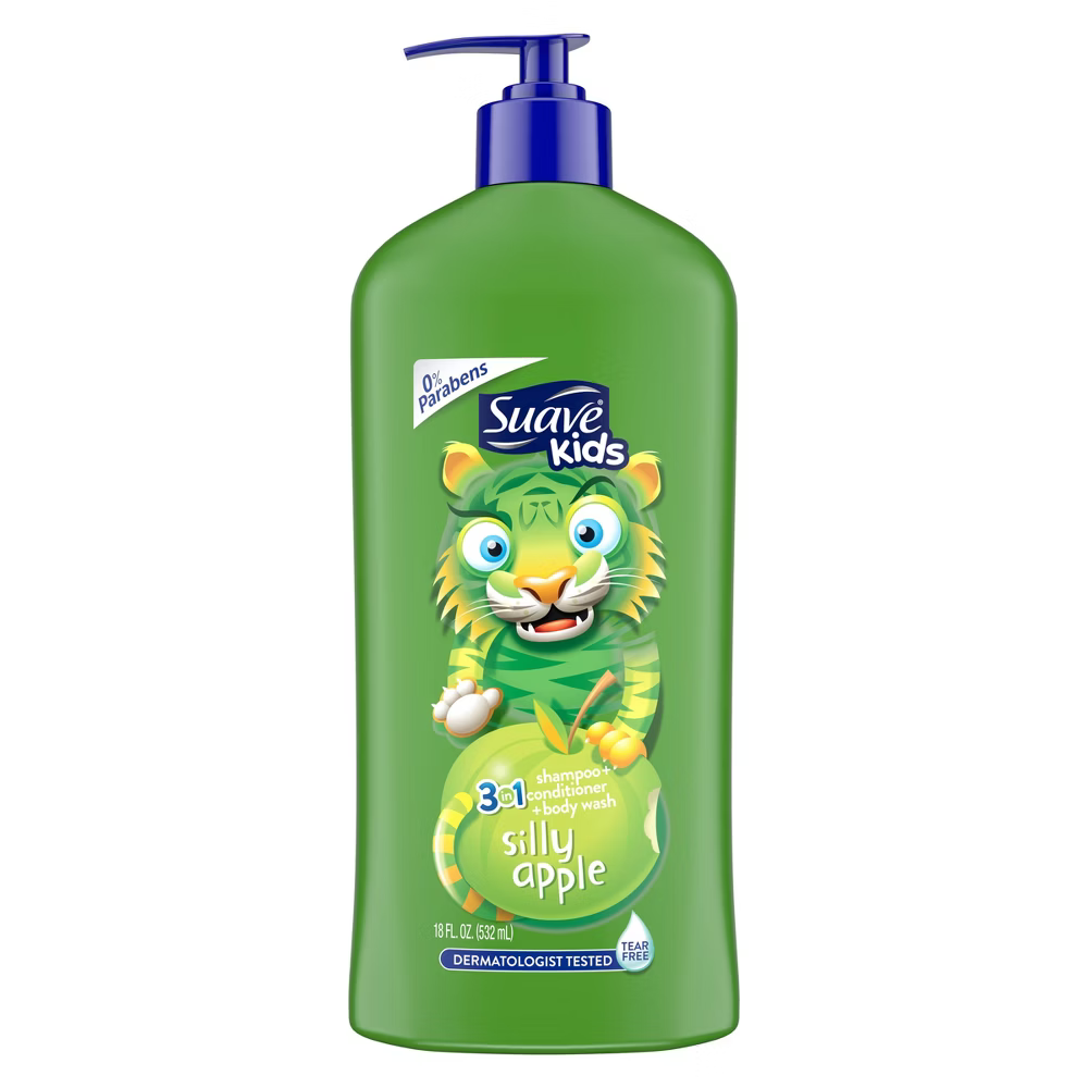 Suave Kids 3-in-1 Shampoo, Conditioner & Body Wash Silly Apple (18 oz)