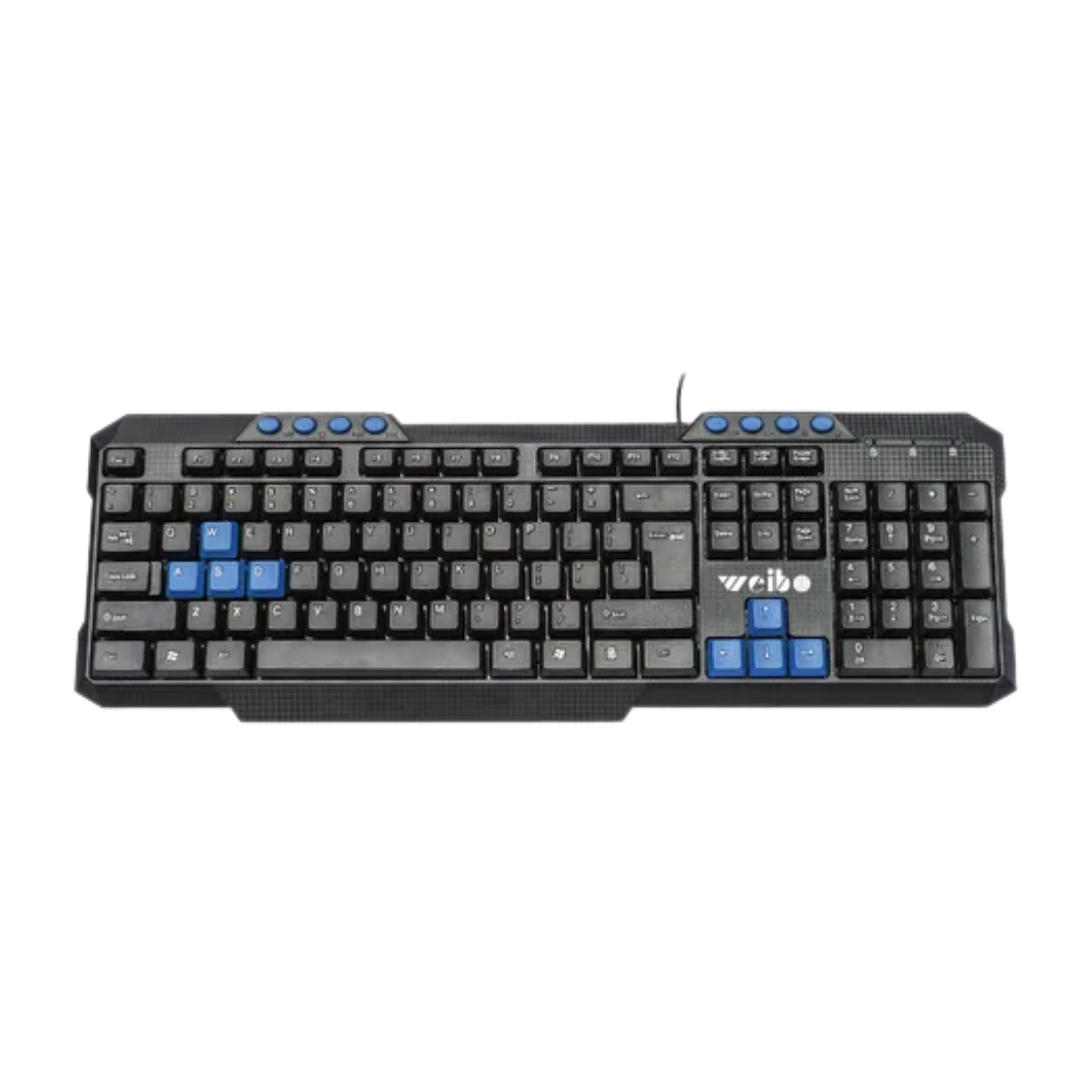 Teclado Weibo FC-536 con cable USB, teclas multimedia y diseño resistente