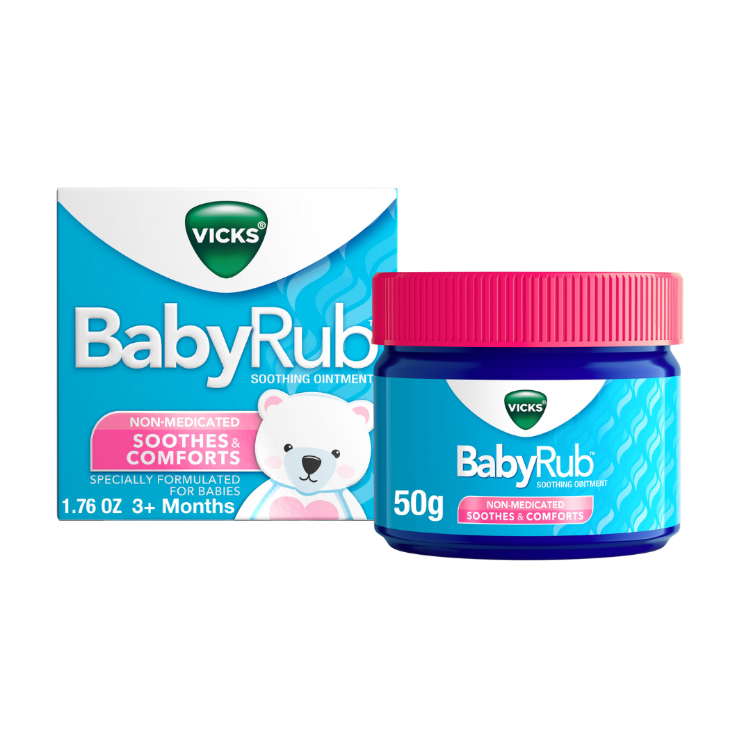 Frasco de Bálsamo Vicks BabyRub para bebé (1.76 oz) con aroma de eucalipto y lavanda