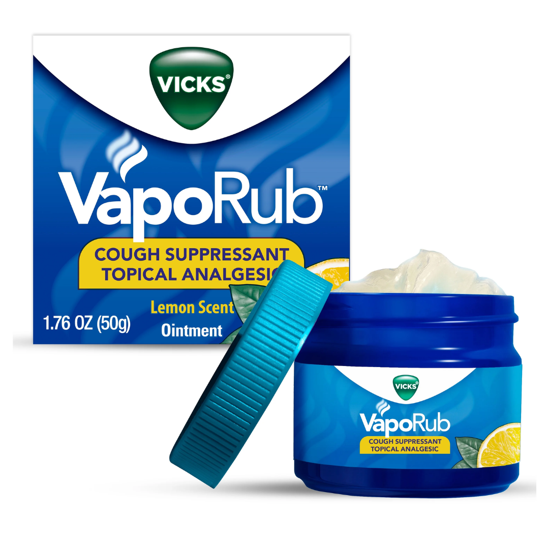 Frasco de Bálsamo Vicks VapoRub con aroma a limón (1.76 oz) para congestión