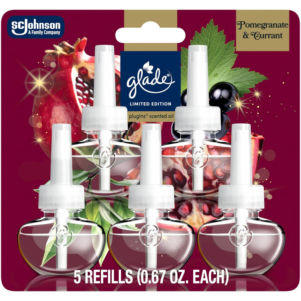 Glade PlugIns Pomegranate Recargas para Ambientador Eléctrico, Paquete de 5