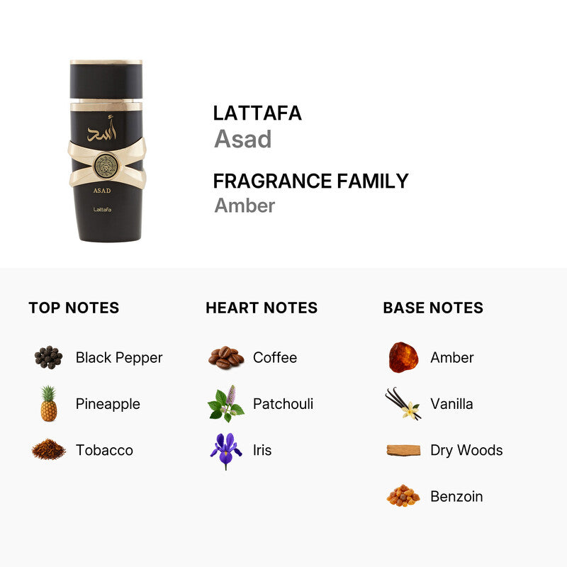 Lattafa Asad EDP Spray 3.4 oz Fragrances Men's