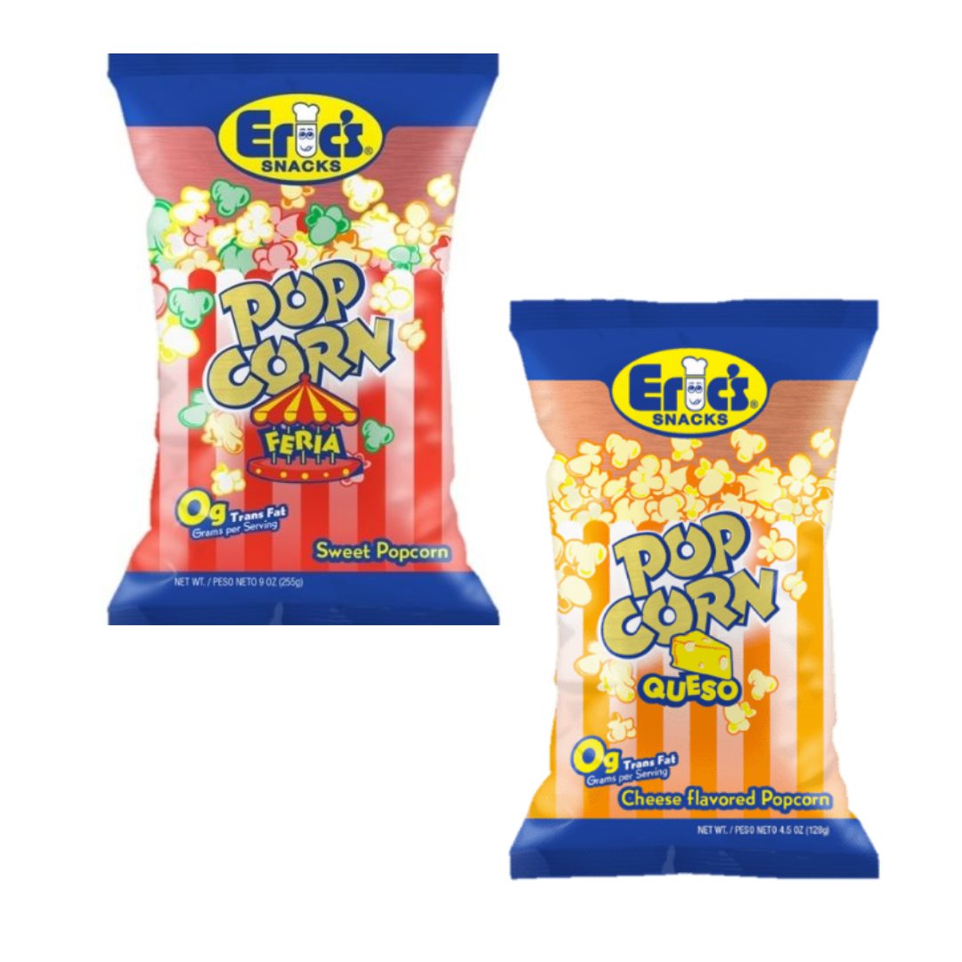 Popcorn Eric's Snacks variedad: Feria 9 oz o Queso 4.5 oz