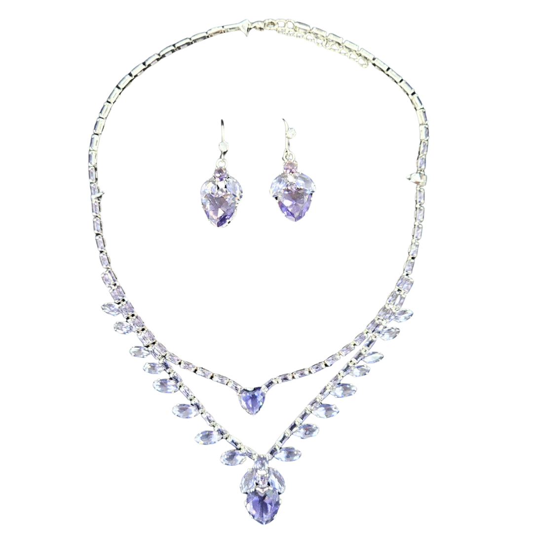 “Aurora” Lavender Crystal Necklace & Earrings Jewelry Set