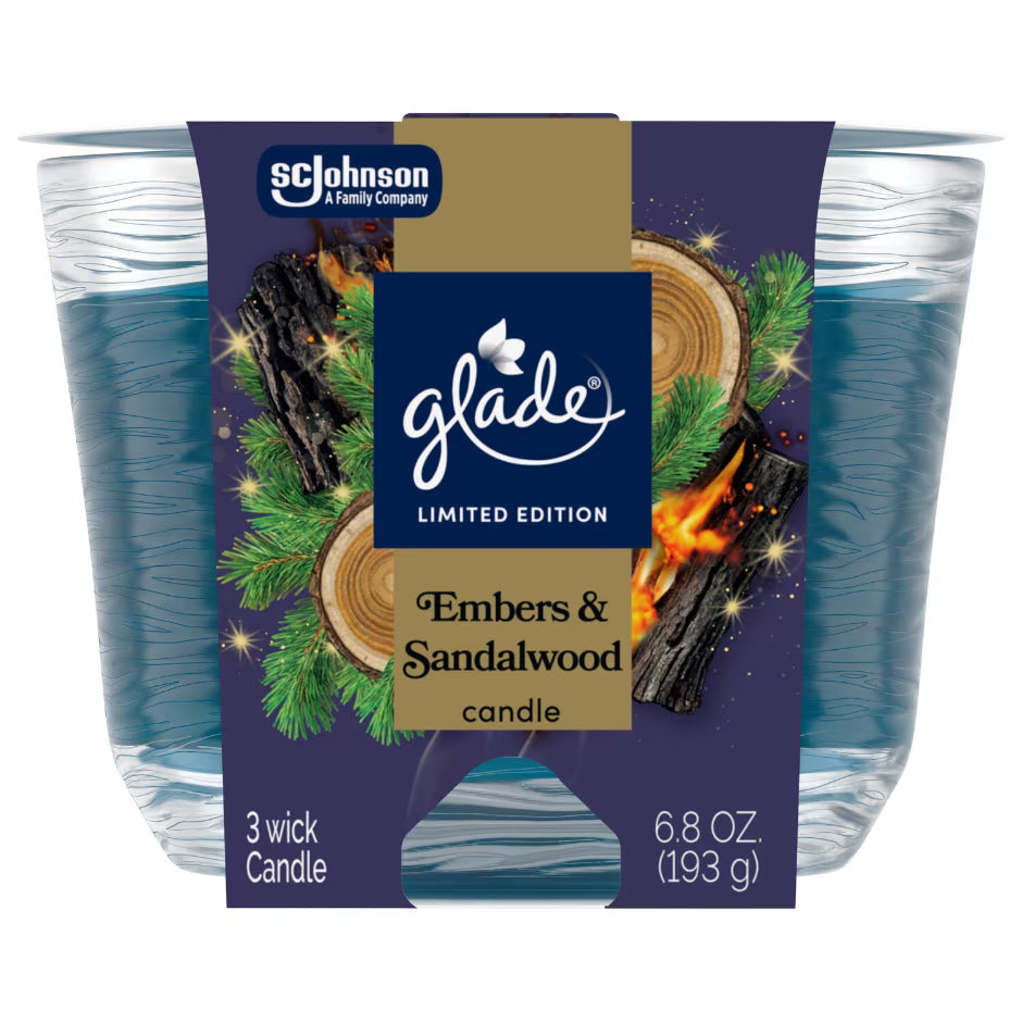 Glade Embers Vela Aromática de 3 Mechas, 6.8 oz