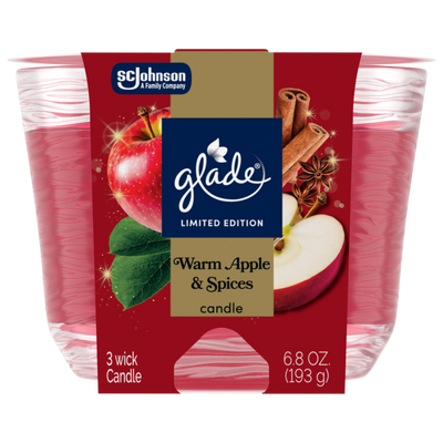 Glade Apple Vela Aromática de 3 Mechas, 6.8 oz