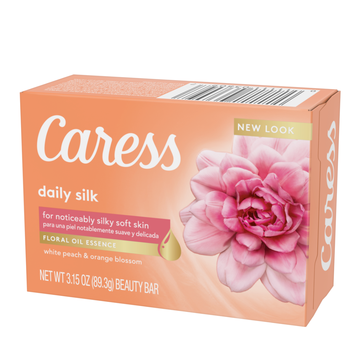Jabón Caress Daily Silk White Peach & Orange Blossom 3.15oz para piel suave